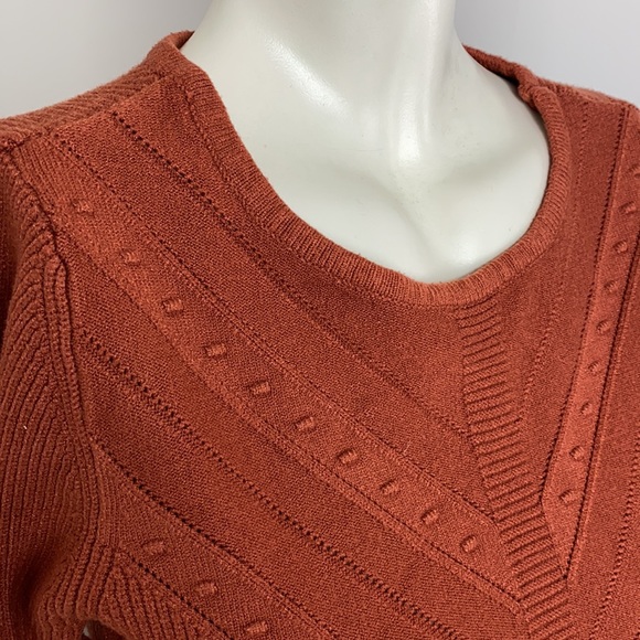Cyrus Rust Orange Ribbed Knit Stretch Sweater Size M - Picture 4 of 11
